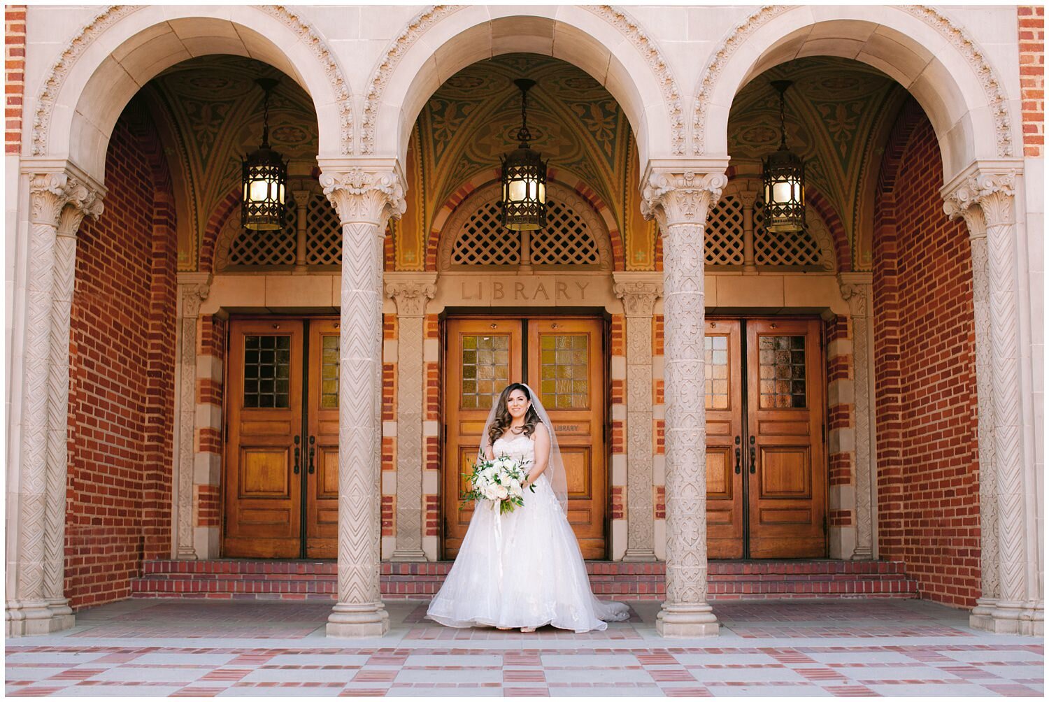 Bride in Front of Brick Building