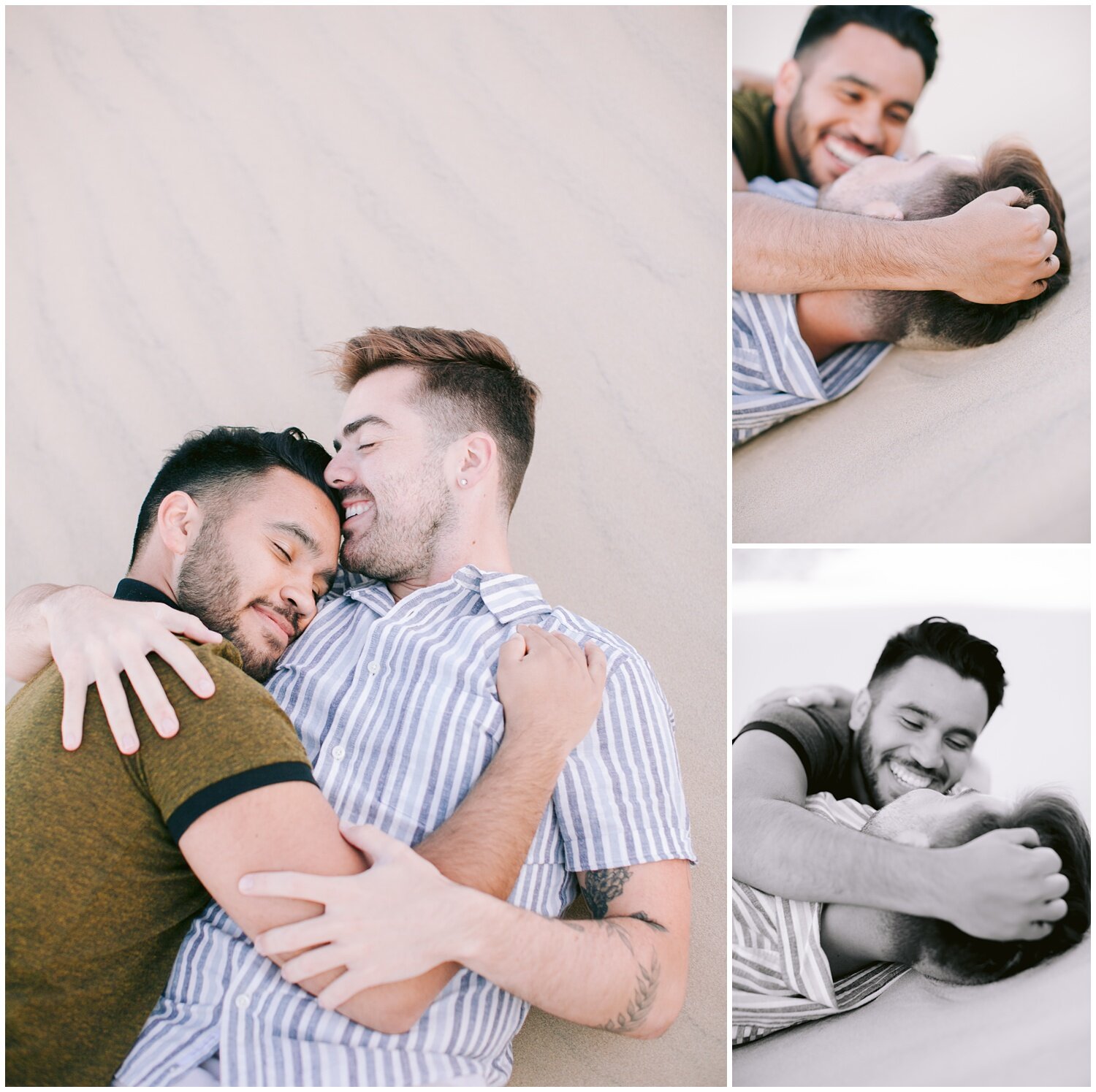 Gay Engagement Session - Snuggling on the Beach