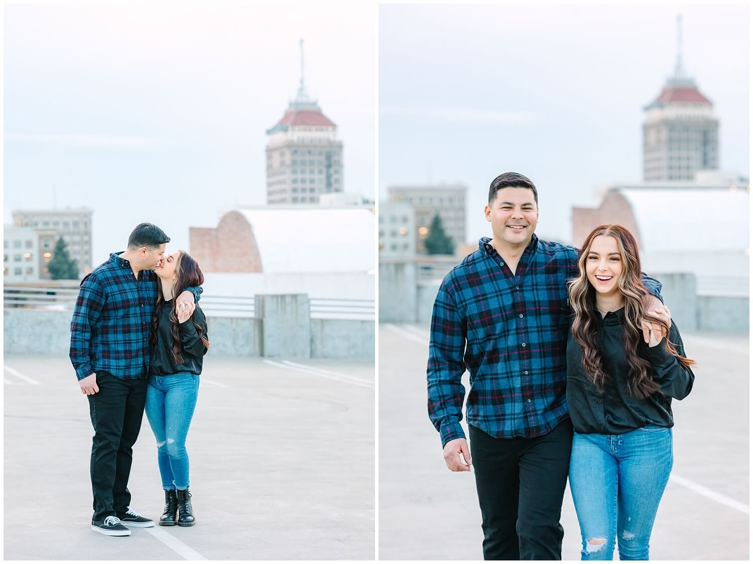 Couple smiling on rooftop - image by GunnShot Photography
